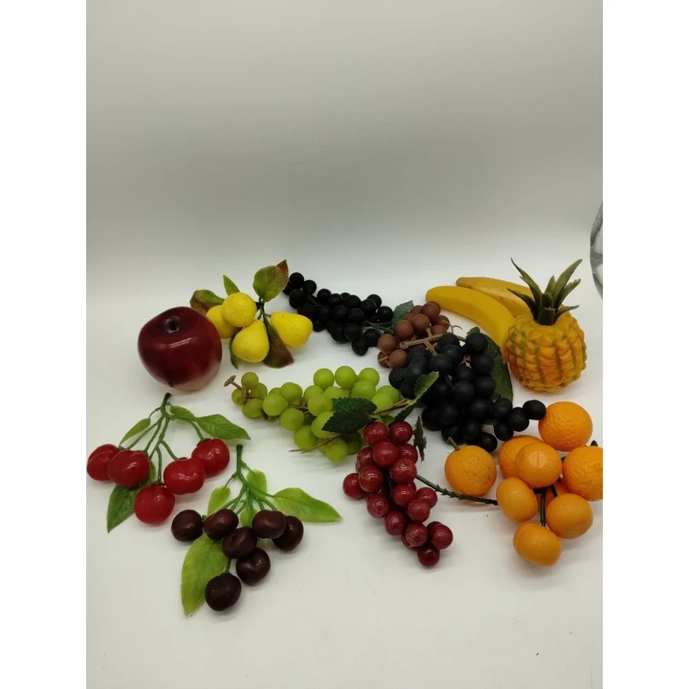 Vintage MCM Faux Fruit Realistic Plastic Rubber Artificial Lot of 13 Cherries